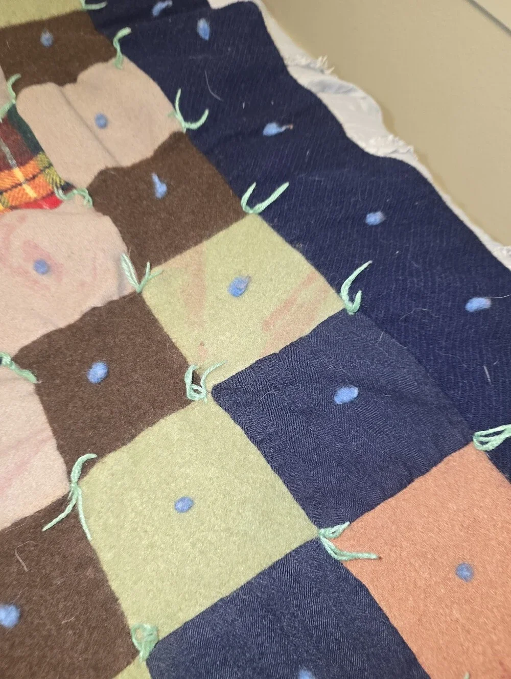Vintage Wool Patchwork Block Quilt